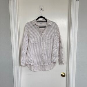 Madewell Women's Striped Button-Down Shirt - White and Gray